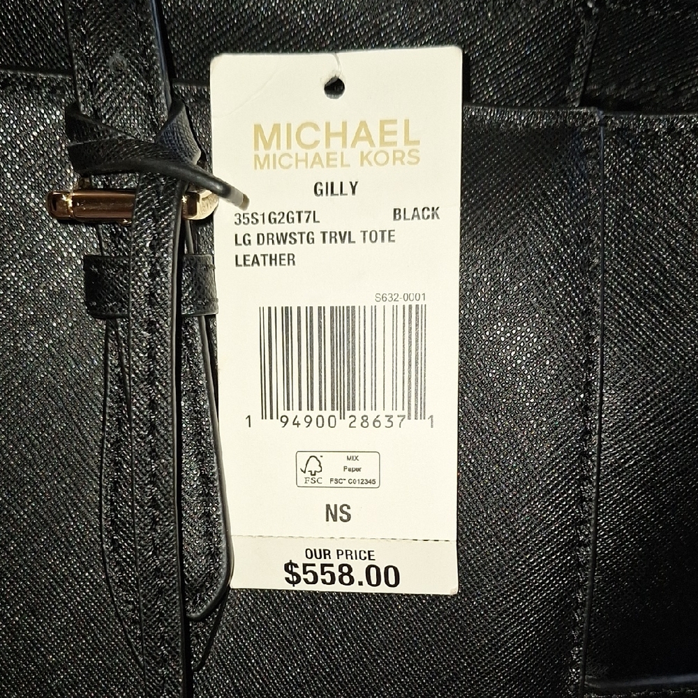 Michael Kors Black Leather Shoulder Bag with Gold Accents! - Picture 2 of 7